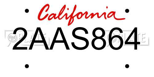 2AAS864 California License Plate