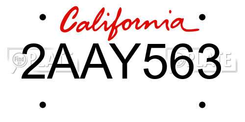 2AAY563 California License Plate