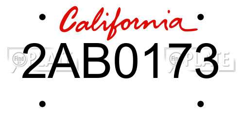 2AB0173 California License Plate
