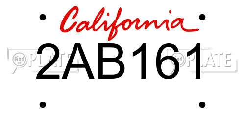 2AB161 California License Plate