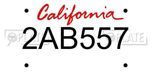 2AB557 California License Plate