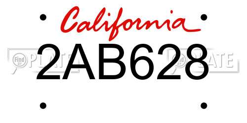 2AB628 California License Plate