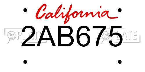 2AB675 California License Plate