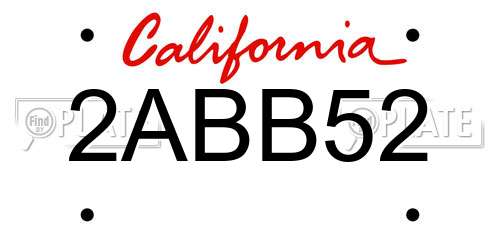 2ABB52 California License Plate