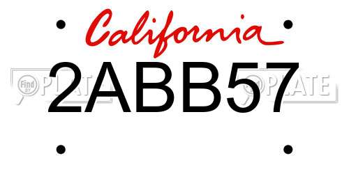 2ABB57 California License Plate