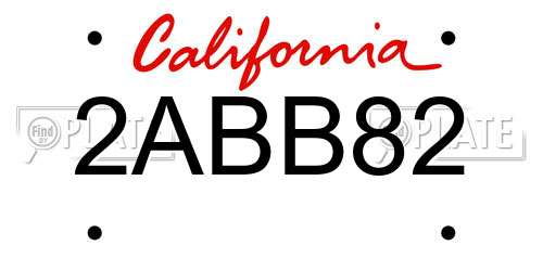 2ABB82 California License Plate
