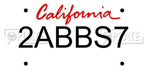 2ABBS7 California License Plate