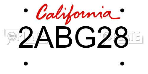 2ABG28 California License Plate