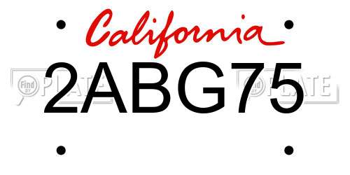 2ABG75 California License Plate