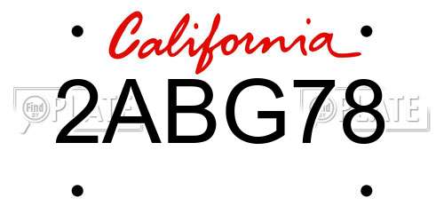 2ABG78 California License Plate