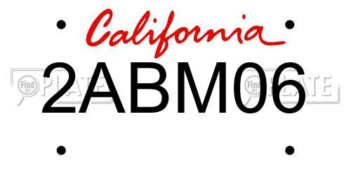 2ABM06 California License Plate