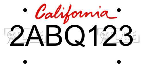 2ABQ123 California License Plate