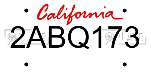 2ABQ173 California License Plate