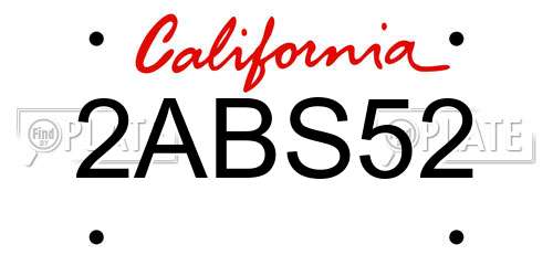 2ABS52 California License Plate
