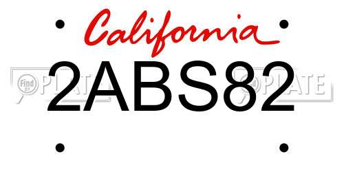 2ABS82 California License Plate