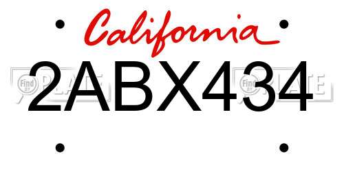 2ABX434 California License Plate