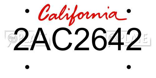 2AC2642 California License Plate