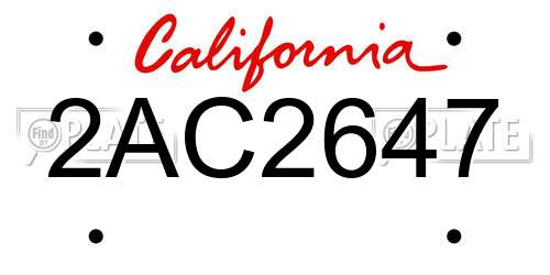 2AC2647 California License Plate