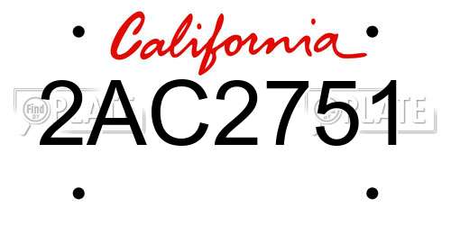 2AC2751 California License Plate
