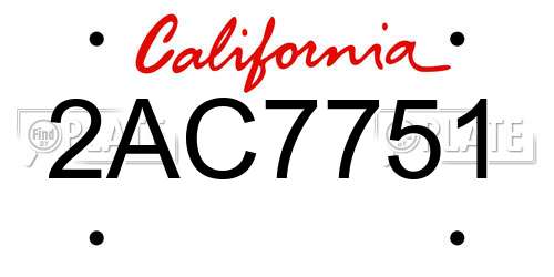 2AC7751 California License Plate