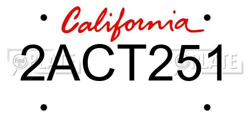 2ACT251 California License Plate