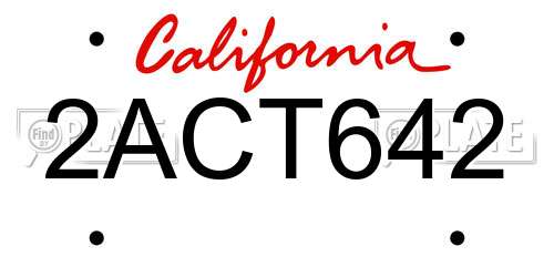 2ACT642 California License Plate