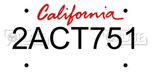 2ACT751 California License Plate