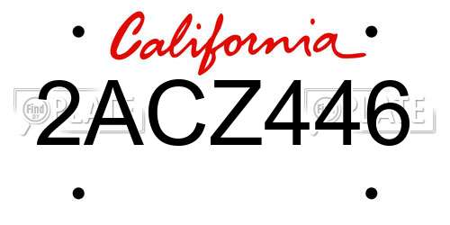 2ACZ446 California License Plate