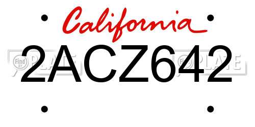 2ACZ642 California License Plate
