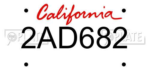2AD682 California License Plate