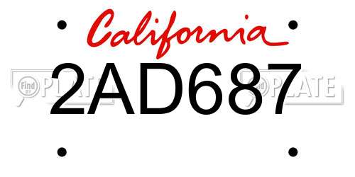 2AD687 California License Plate