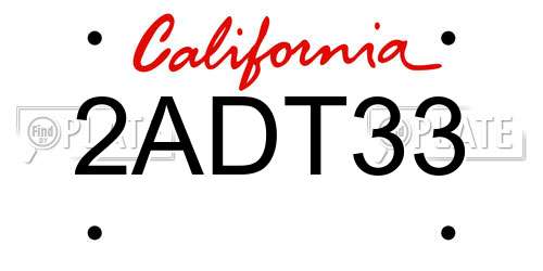2ADT33 California License Plate
