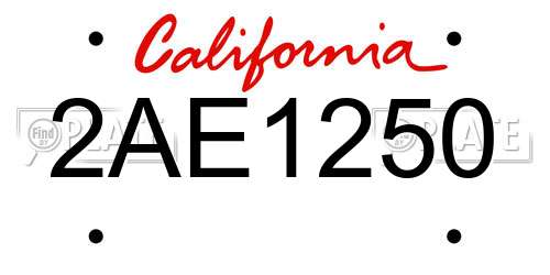 2AE1250 California License Plate