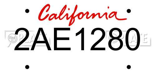 2AE1280 California License Plate