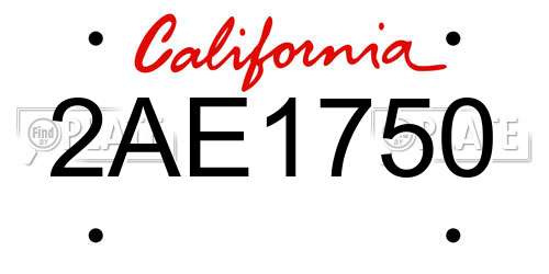 2AE1750 California License Plate