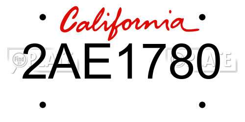 2AE1780 California License Plate