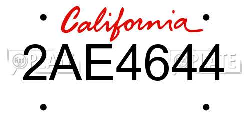 2AE4644 California License Plate