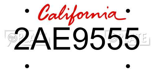 2AE9555 California License Plate