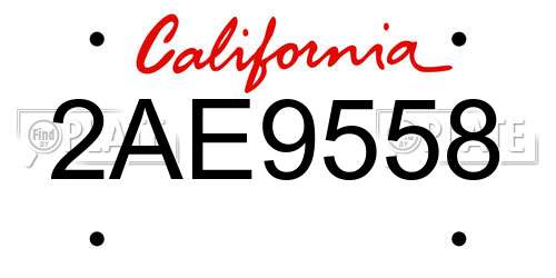 2AE9558 California License Plate