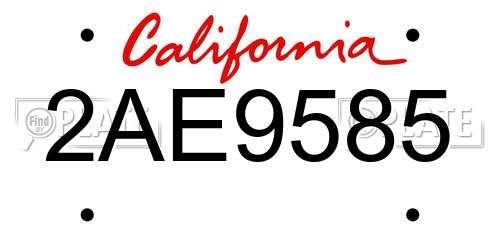 2AE9585 California License Plate