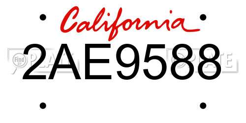 2AE9588 California License Plate