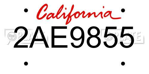 2AE9855 California License Plate