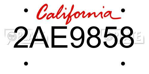 2AE9858 California License Plate