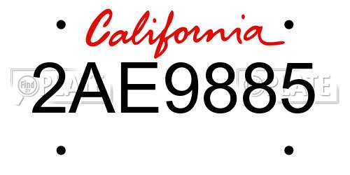 2AE9885 California License Plate