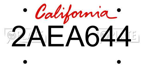 2AEA644 California License Plate
