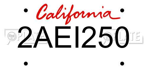 2AEI250 California License Plate
