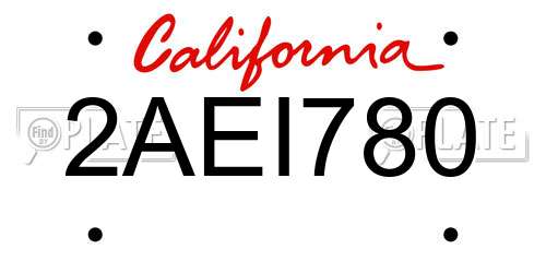 2AEI780 California License Plate