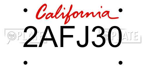 2AFJ30 California License Plate