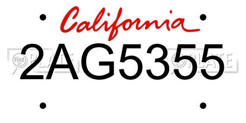 2AG5355 California License Plate