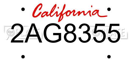 2AG8355 California License Plate